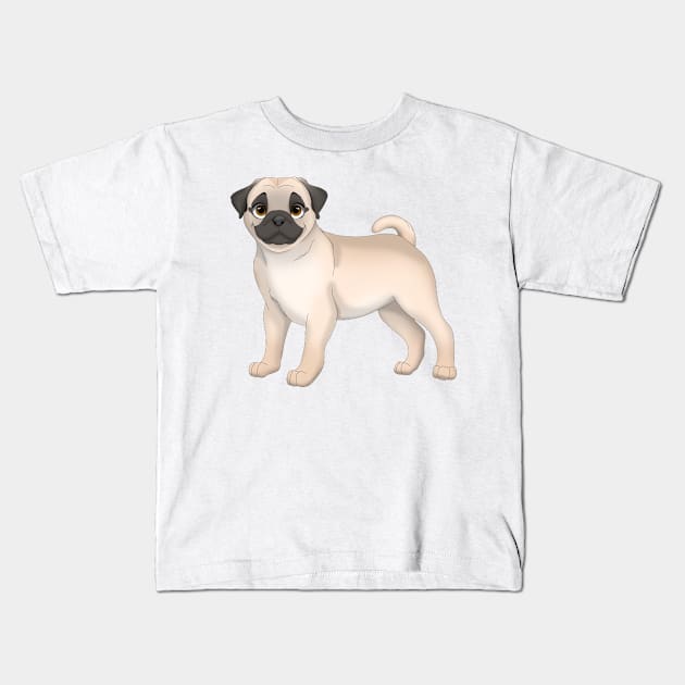 Fawn Pug Dog Kids T-Shirt by millersye